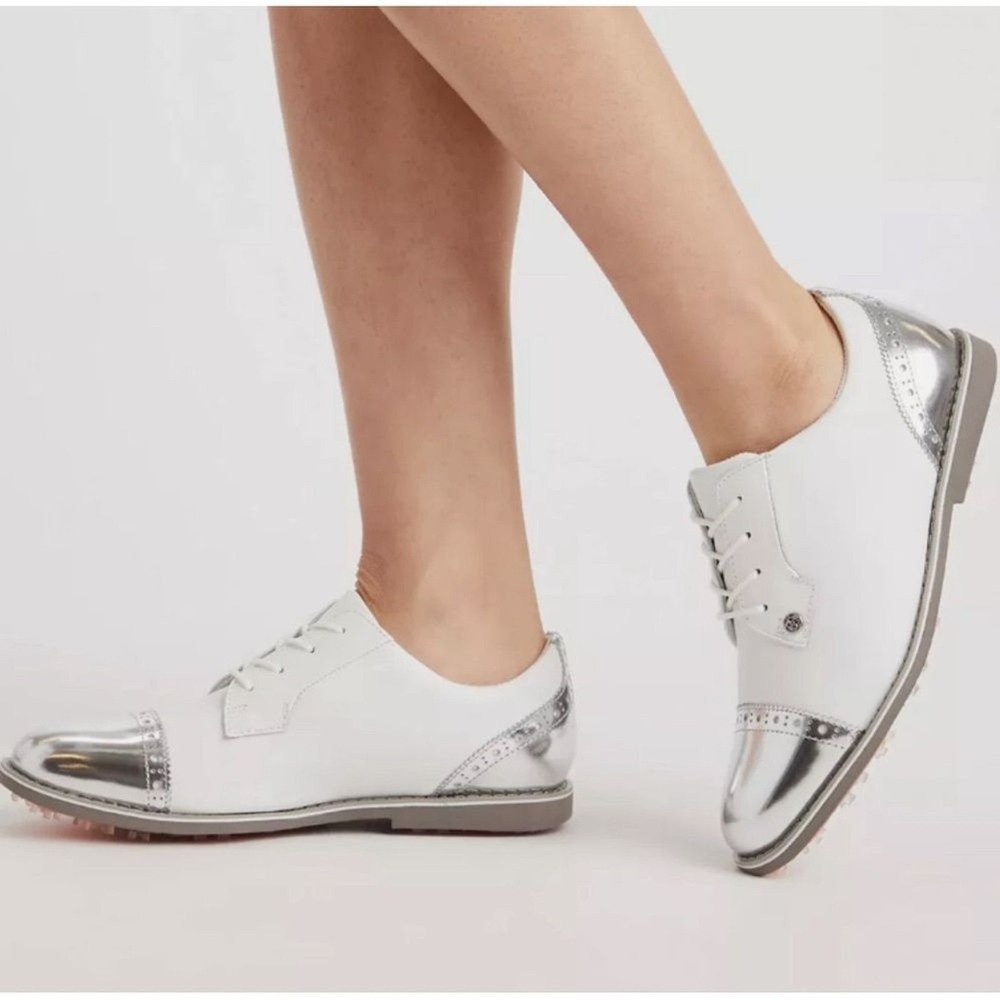 G/FORE CAP TOE GALLIVANTER GOLF SHOE G4LC20EF04-S/SHK WHITE/SILVER US W 7.5 NWOB